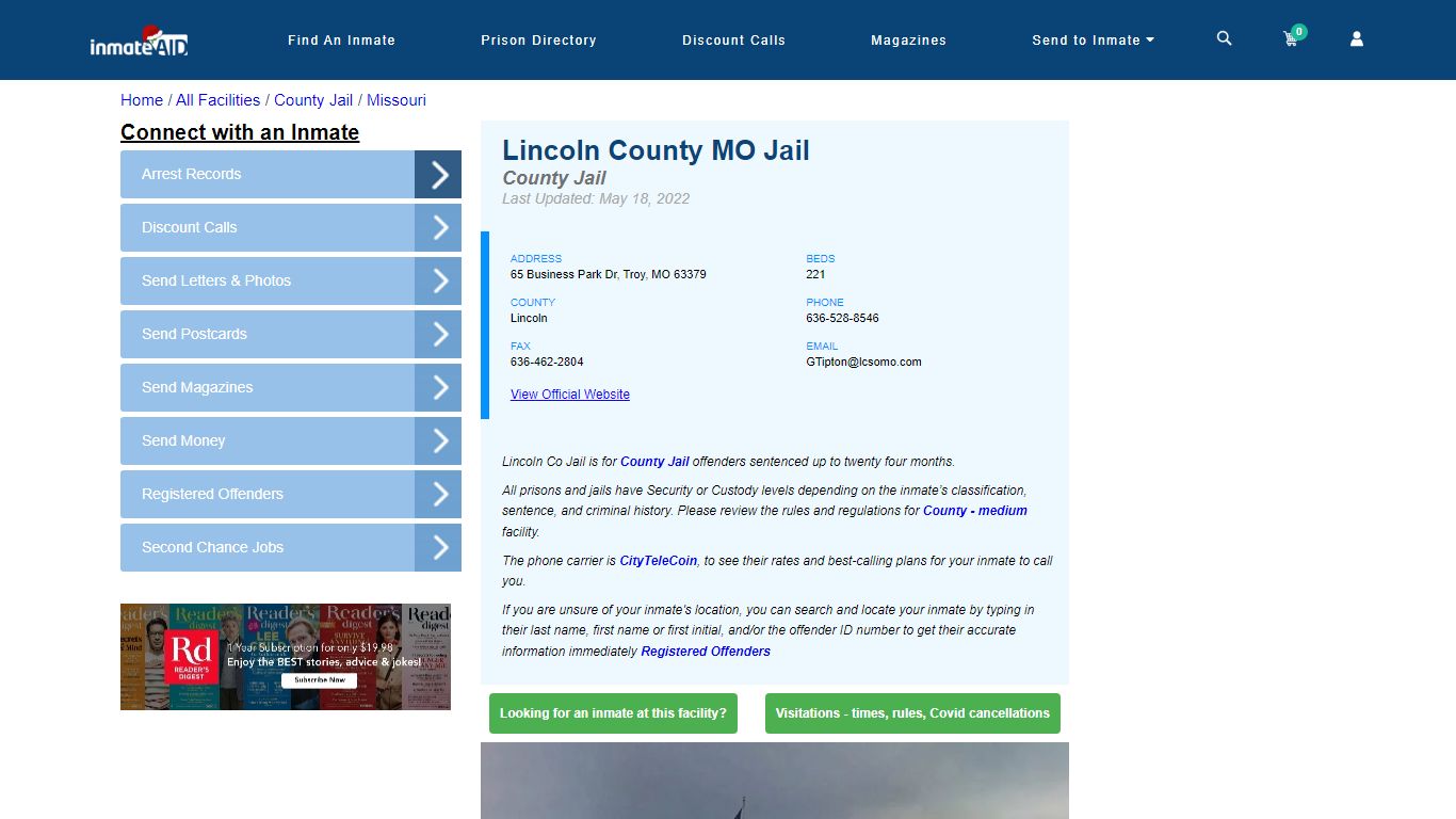 Lincoln County MO Jail - Inmate Locator - Troy, MO